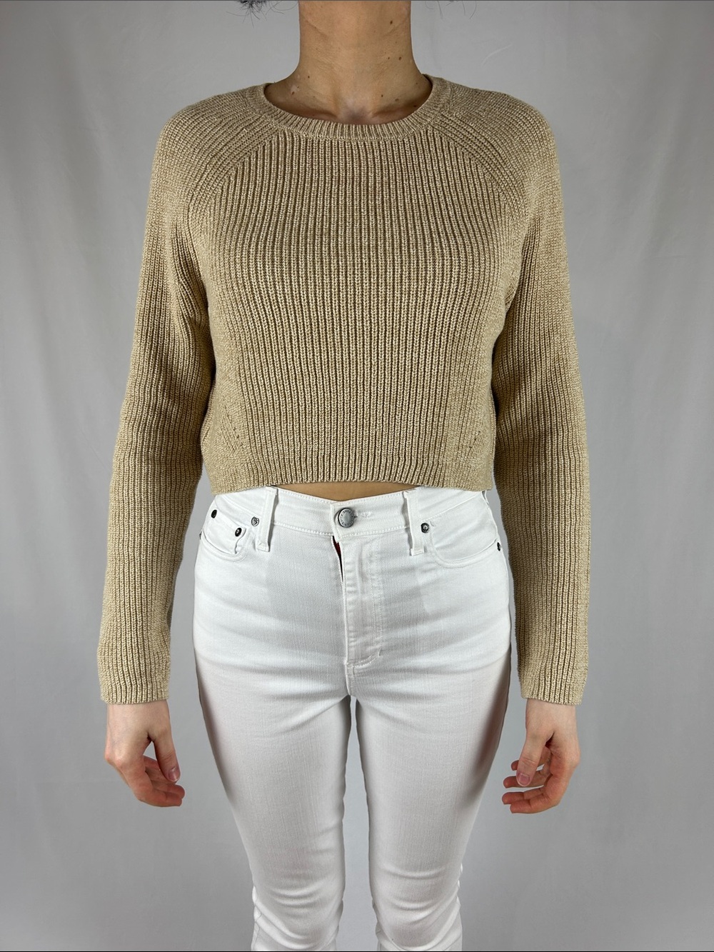 BCBGMaxAzria Tan Cropped Sweater size M